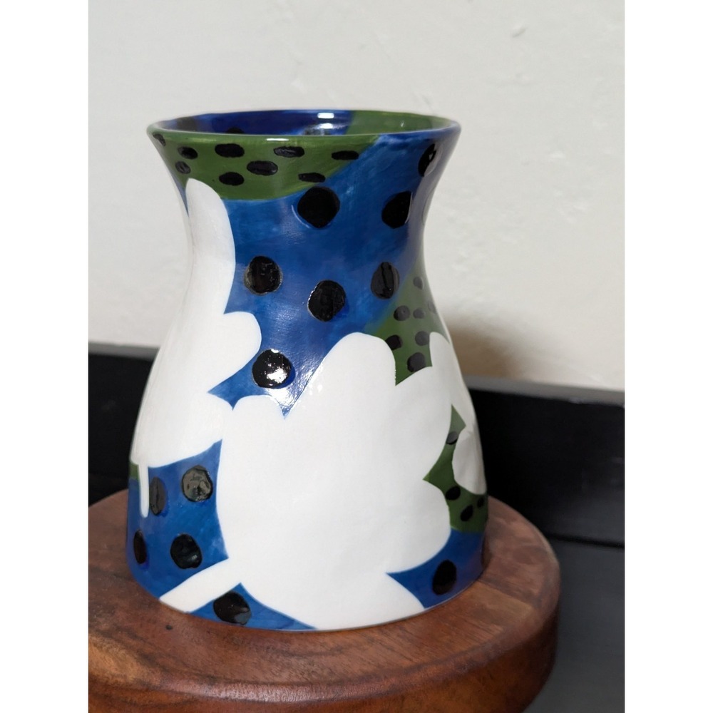 Anthropologie Julie Moon Medium-Sized White Blue Green Vase